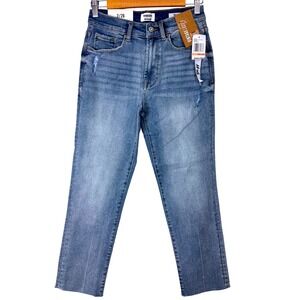 Kensie Vintage Luxe The Slim High Rise Distressed Light Wash Jeans 2/26 New